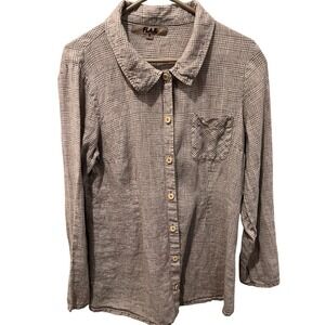 FLAX‎ Women's Plaid Button-Up Shirt, Long Sleeve, Casual Top, Everyday Wear